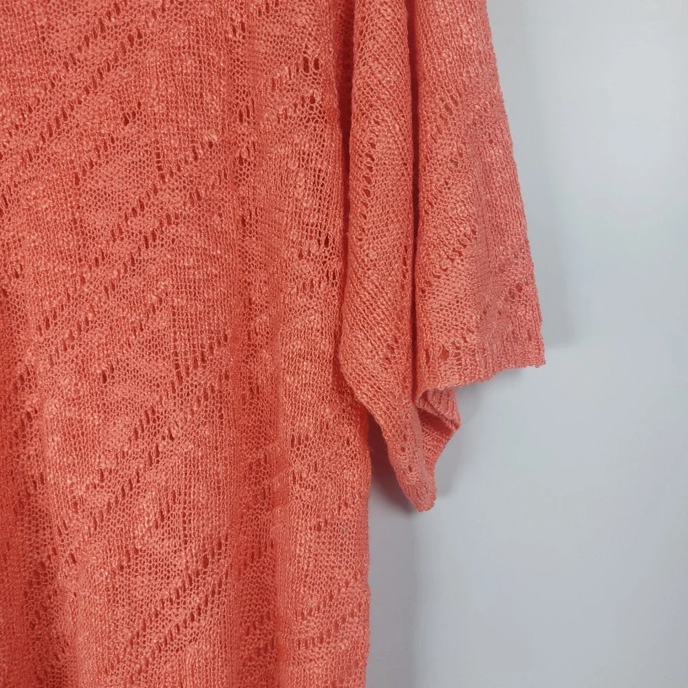 Faded Glory Womens 2X Coral ‎ Tunic Sweater Handkerchief Hem Stretch Sheer